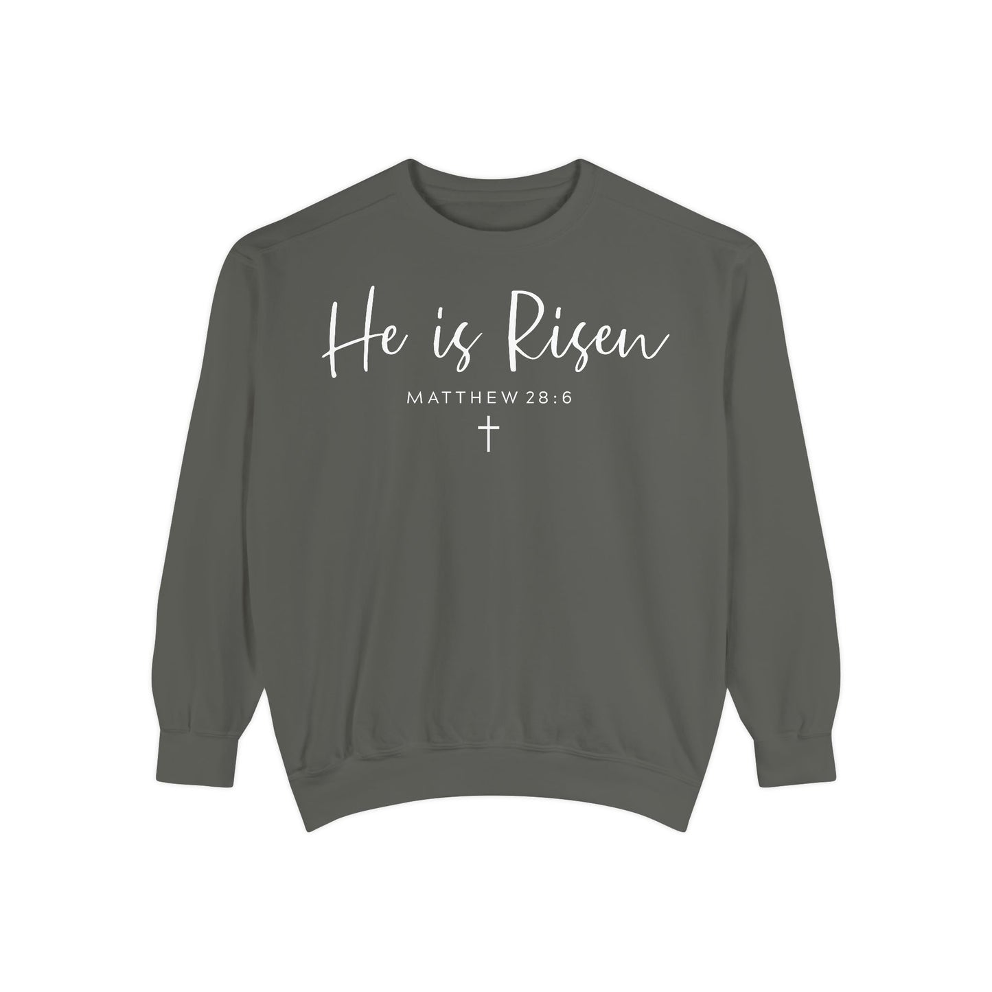 Religious Unisex Sweatshirt - He is Risen, Mattthew 28:6, Christian Apparel, Easter Gift, Faith-Based Fashion, Cozy Sweater