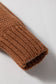 Light French Beige Contrast Stitch Detail Colorblock Knitted Plus Size Sweater