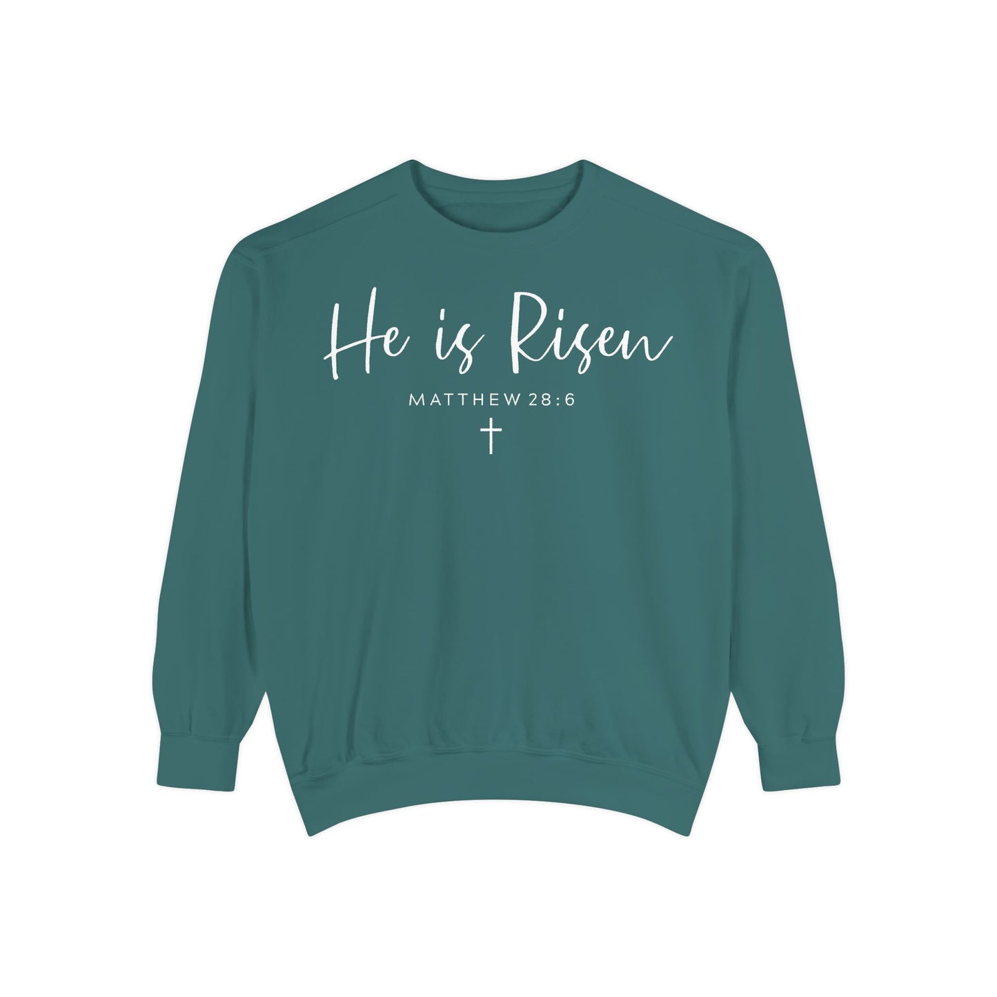 Religious Unisex Sweatshirt - He is Risen, Mattthew 28:6, Christian Apparel, Easter Gift, Faith-Based Fashion, Cozy Sweater