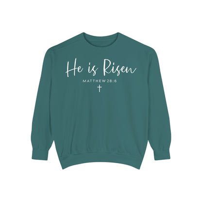 Religious Unisex Sweatshirt - He is Risen, Mattthew 28:6, Christian Apparel, Easter Gift, Faith-Based Fashion, Cozy Sweater