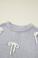 Parchment Bowknot Applique Cap Sleeve Sweater