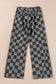 Dusk Blue Checkered Light Washed Wide Leg Jeans