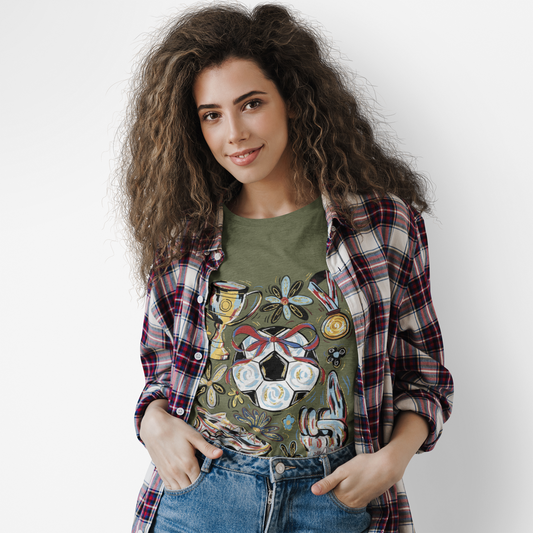 Soccer Floral T-shirt for Moms