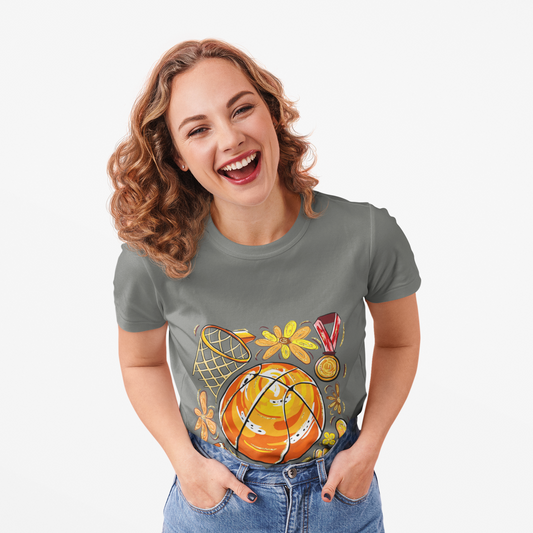 Floral Basketball T-Shirt for Moms