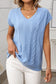 Sky Blue Solid Color V-neck Twisted Knit Top