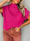 Oatmeal Patch Pocket Ribbed Knit Short Sleeve Sweater