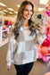 Khaki Checkered Print Breathable Textured Long Sleeve Top