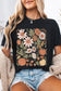 Black Wild Flower Pumpkin Heat Transfer Printing T Shirt