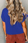 Oatmeal Patch Pocket Ribbed Knit Short Sleeve Sweater