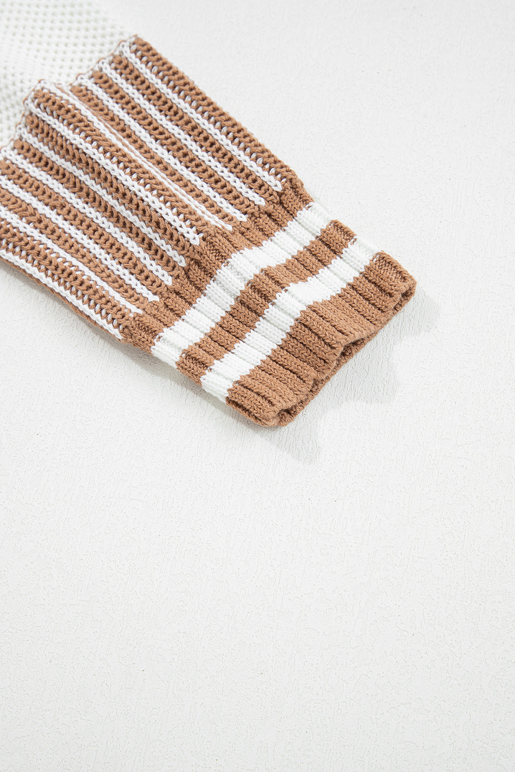 Light Blue Two Tone Striped Patchwork Drop Shoulder Loose Sweater