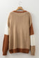 Light French Beige Contrast Stitch Detail Colorblock Knitted Plus Size Sweater