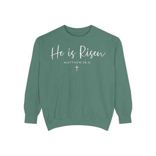 Religious Unisex Sweatshirt - He is Risen, Mattthew 28:6, Christian Apparel, Easter Gift, Faith-Based Fashion, Cozy Sweater