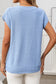 Sky Blue Solid Color V-neck Twisted Knit Top