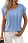 Sky Blue Solid Color V-neck Twisted Knit Top
