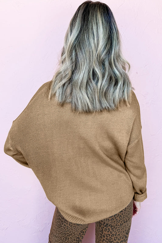 Smoke Gray Merry Colorful Dot Detail Christmas Dolman Sweater