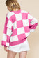 Green Checkered Bishop Sleeve Sweater