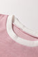 Four Leaf Clover Contrast Color Trim Knit Drop Shoulder Loose Top