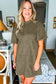 Moss Green Frill Neck Puff Sleeve Mini Dress