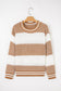 Light Blue Two Tone Striped Patchwork Drop Shoulder Loose Sweater