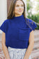 Oatmeal Patch Pocket Ribbed Knit Short Sleeve Sweater
