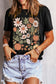 Black Wild Flower Pumpkin Heat Transfer Printing T Shirt