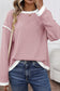 Four Leaf Clover Contrast Color Trim Knit Drop Shoulder Loose Top