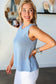 Beau Blue Horizontal Ribbing Patchwork Swing Sweater Tank