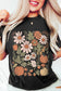 Black Wild Flower Pumpkin Heat Transfer Printing T Shirt